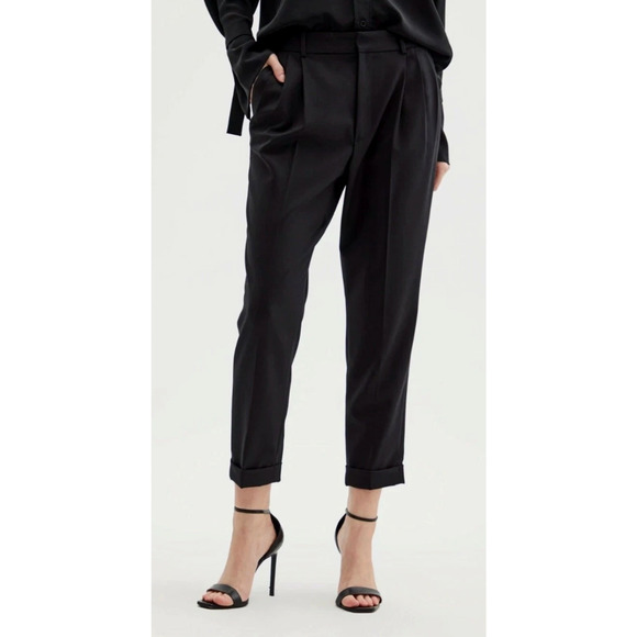 NEW! Nili Lotan 8 WOOL Dress Pants $495 High Rise Straight Leg Cropped Black - Picture 11 of 14